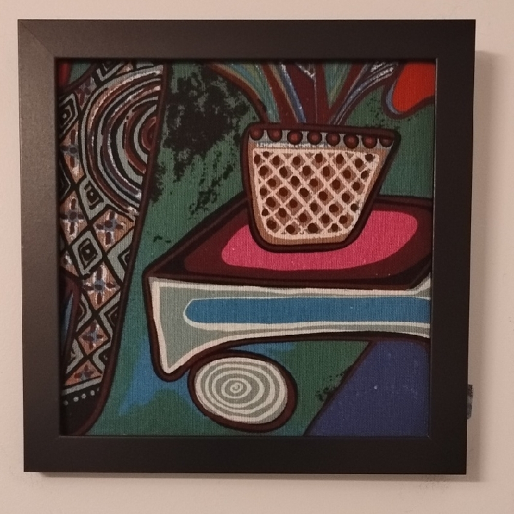 Abstract Fiber Art in Black Frame